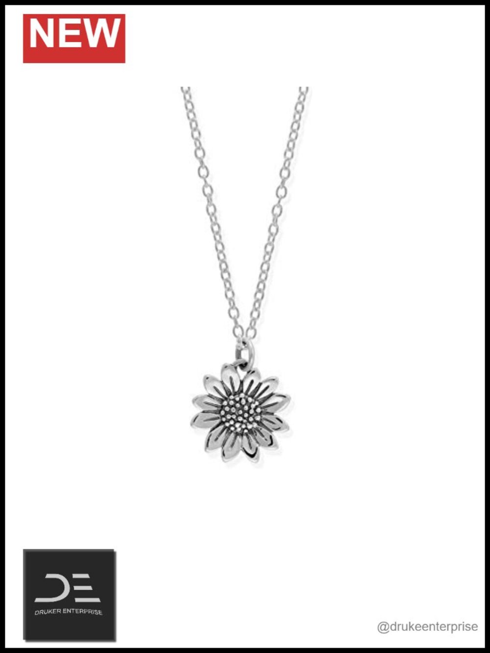 Sterling Silver Sunflower Pendant Necklace 18"